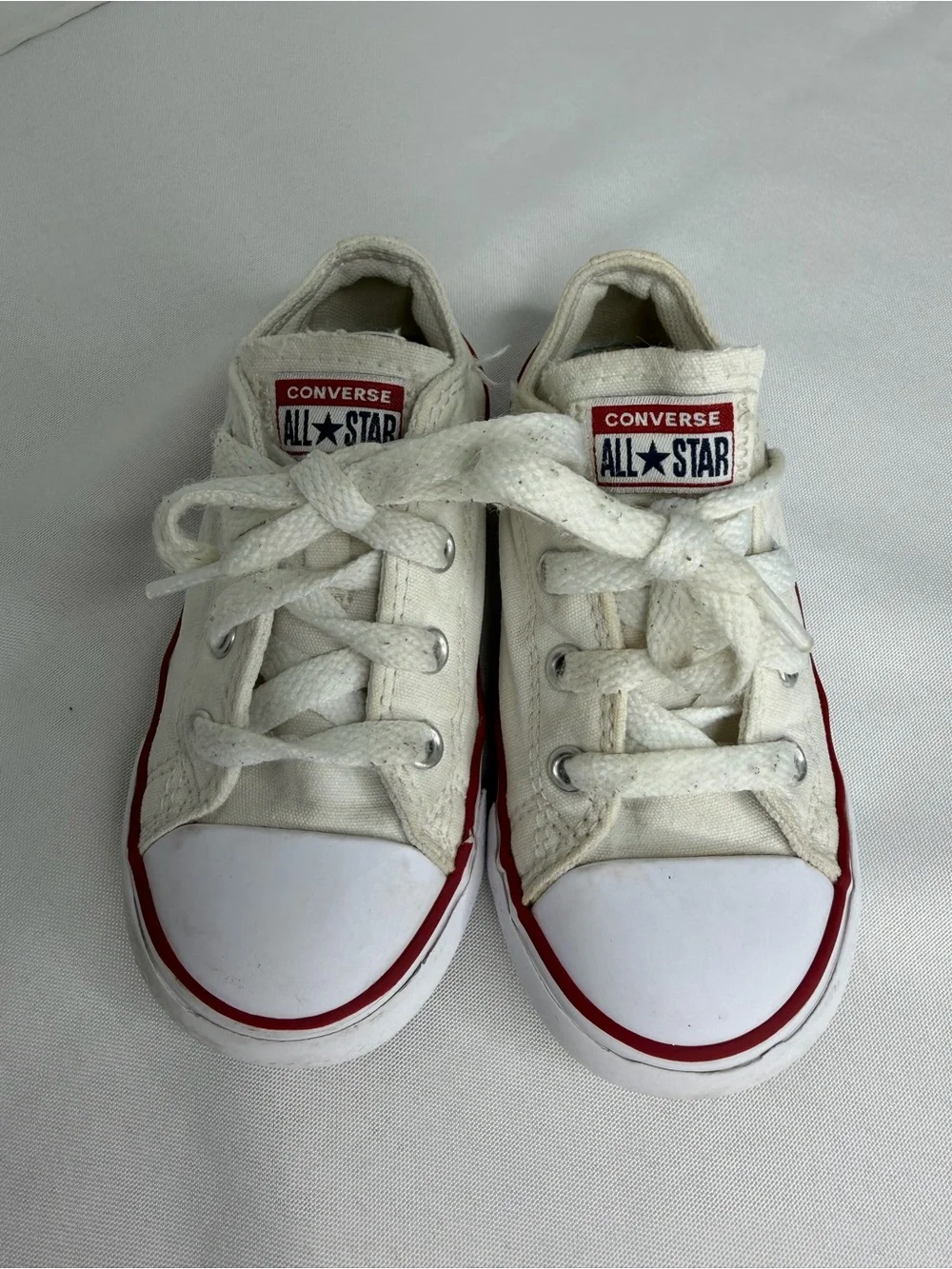 Converse Chuck Taylor All Star Toddler Sneakers - White W/ Red/Blue Stripe Size8